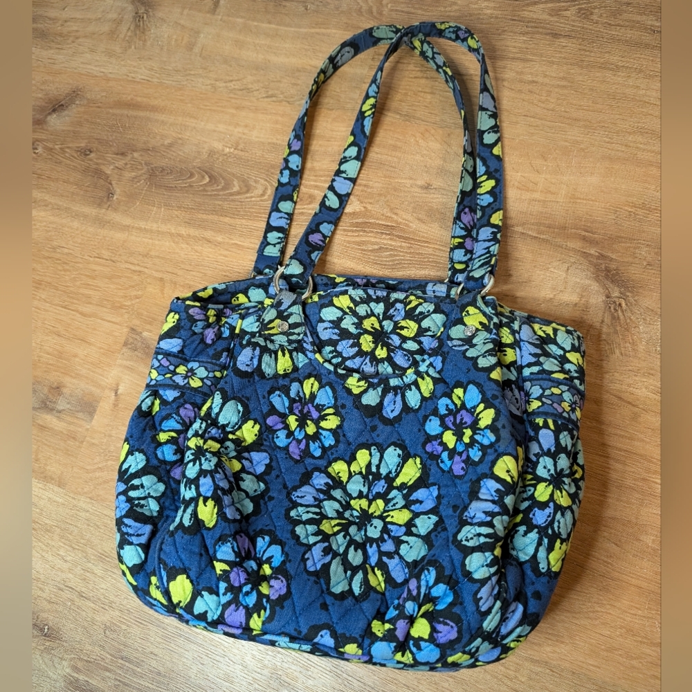 Vera Bradley Quilted Floral Blue Tote Bag